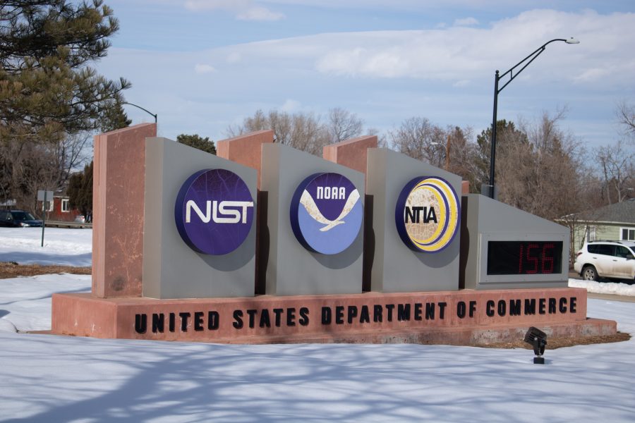 A sign outside the National Institute of Standards and Technology building in Boulder, Colorado State has renewed its partnership with NIST for another five years. (Devin Cornelius | Collegian)