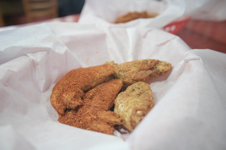 Cajun and Lemon Pepper dry rub sauces at Wing Shack. Wing Shack offers a variety of sauces for their wings. (Devin Cornelius | Collegian)