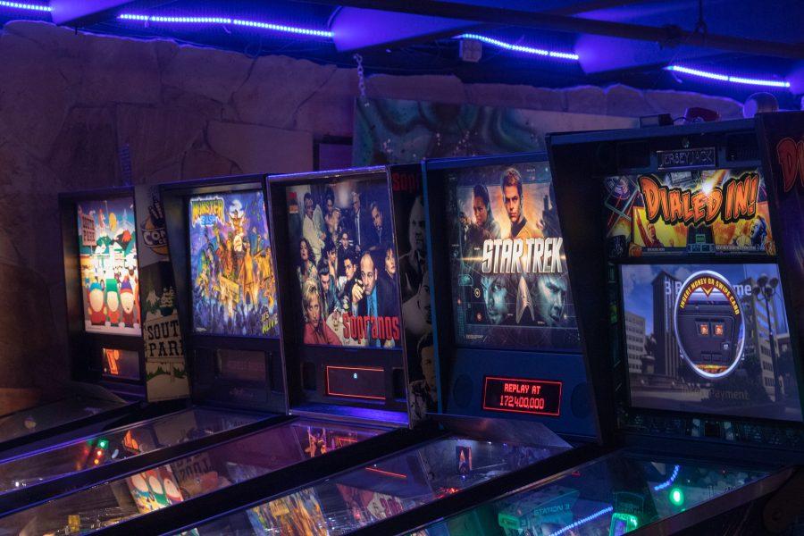 Some pinball machines at Pinball Jones on East Elizabeth street. Pinball Jones has a bar and retro arcade games.  (Devin Cornelius | Collegian)
