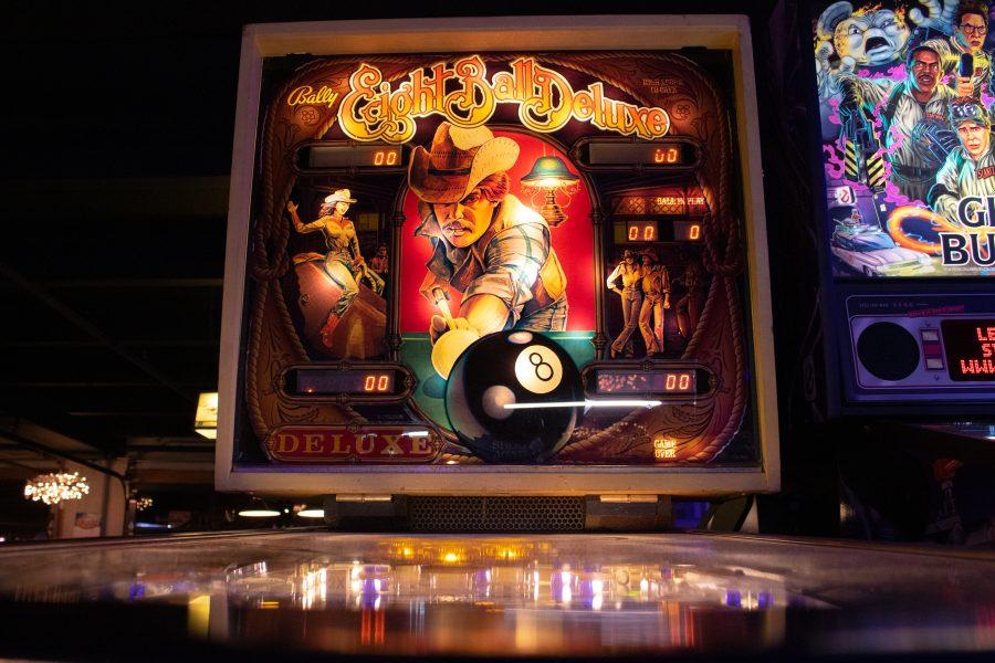 The EightBallDeluxe pinball machine at Pinball Jones. Pinball Jones is a place to play pinball machines and retro arcade games. (Devin Cornelius | Collegian)