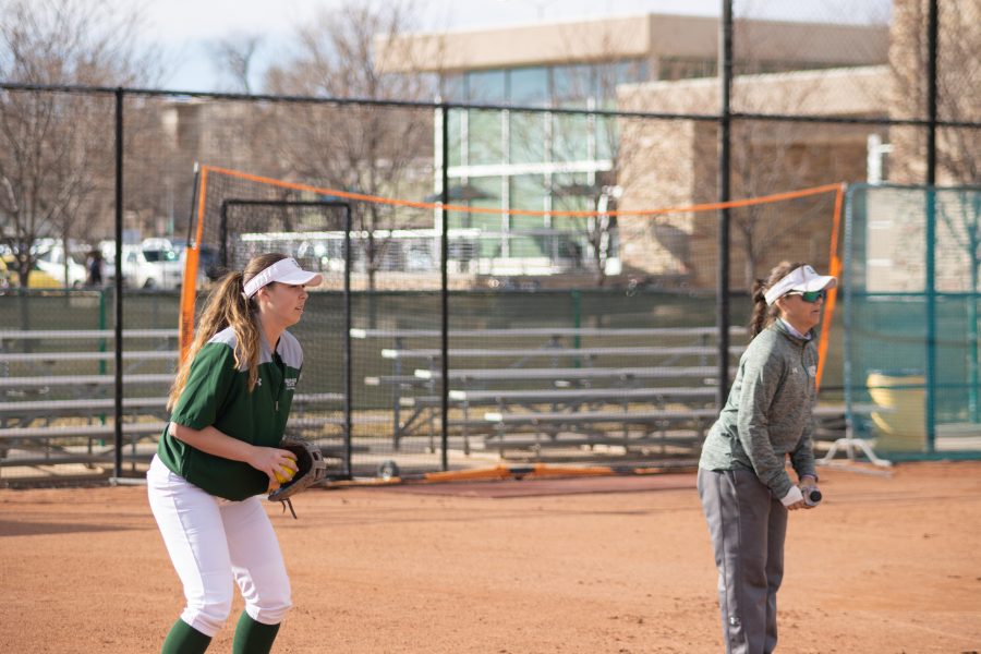 Ashley Ruiz (18) prepares for a drill, during practice on Mar. 3, 2020.(Devin Cornelius | Collegian)