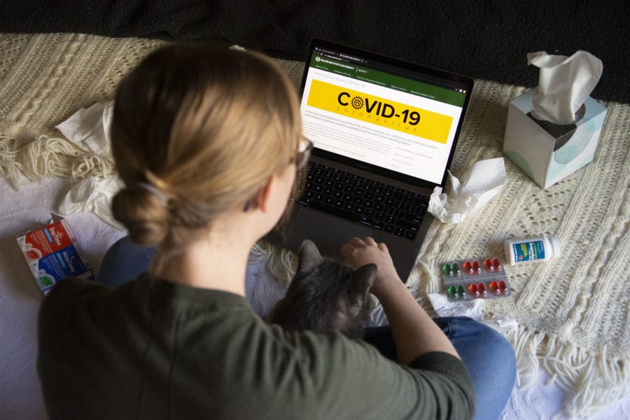 After the announcement that the University of Colorado Boulder would be switching all its classes to online for the rest of the semester, due to the World Health Organization declaring the outbreak of COVID-19 a pandemic, Colorado State University prepared to be the next closure. (Photo Illustration by Matt Tackett | The Collegian)