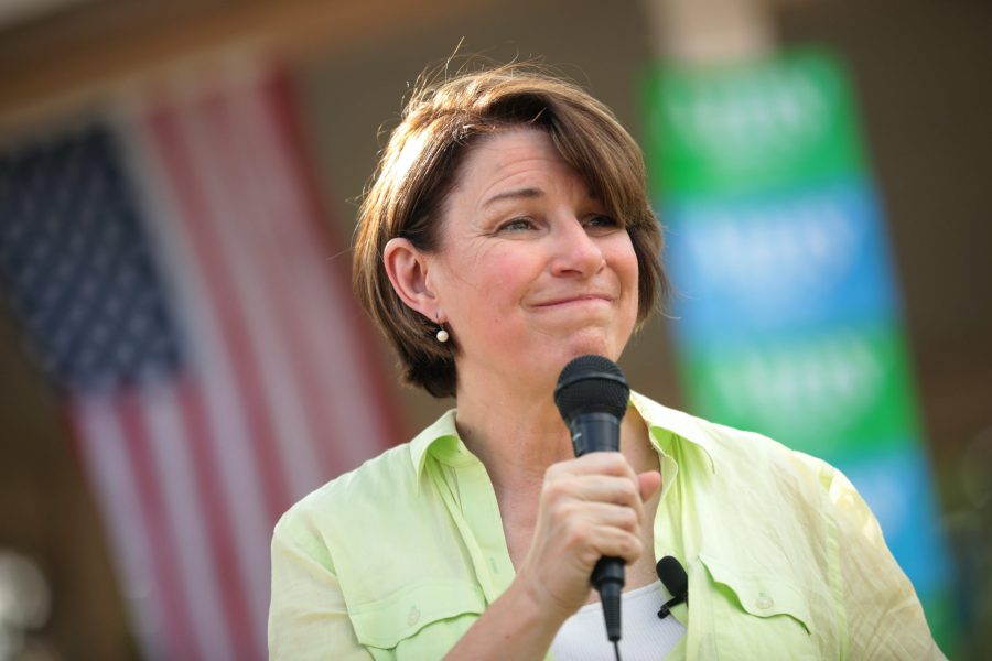 U.S. Senator Amy Klobuchar speaking with supporters at a meet and greet at the Adel Pavilion in Adel, Iowa. (Photo courtesy of Gage Skidmore via  Flickr) 