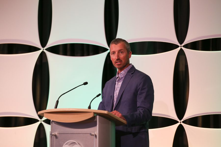 Jeff Mihelich, the Deputy City Manager for the City of Fort Collins, speaks at the 2020 Engagement Symposium. (Luke Bourland | The Collegian) 