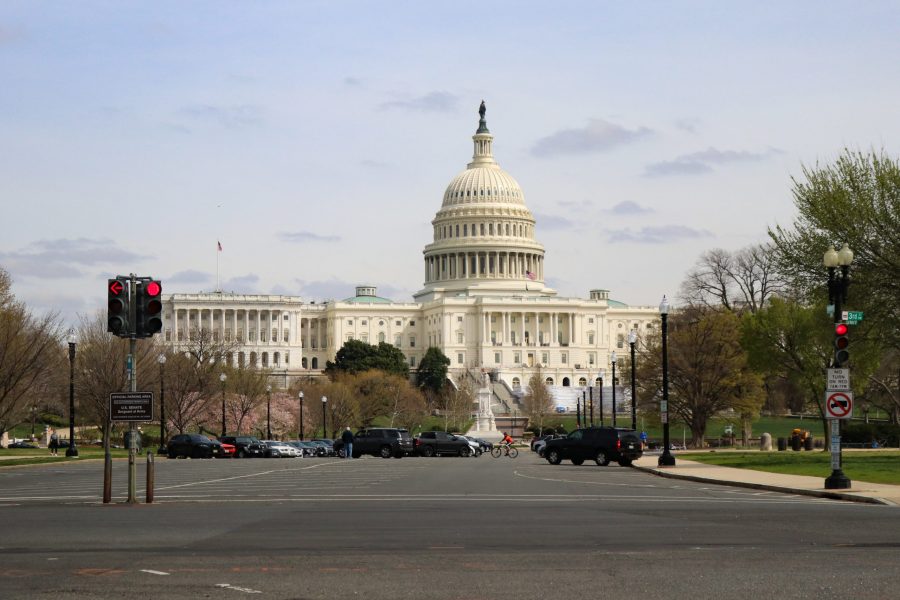 The U.S. Capitol parking lot sits with many empty spots due to the COVID-19 pandemic, which has caused the building to be closed to the public for the rest of April, March 24. (Anna von Pechmann | The Collegian) 