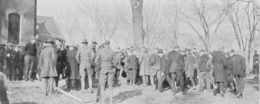In March of 1913 students submitted a petition and protested in request for a spring vacation. Prior to this, spring semester ran 20 weeks straight with no break. (Photo via Silver Spruce)