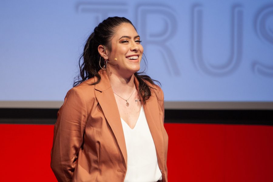 Environmental and Radiological Health Sciences
Lab Technician, Luna Martinez, speaks on the topic of, Lessons From My Ethical Non-Monogamous Household, in the Lory Student Center during the 2020 TEDx CSU event. (Brooke Buchan | The Collegian)