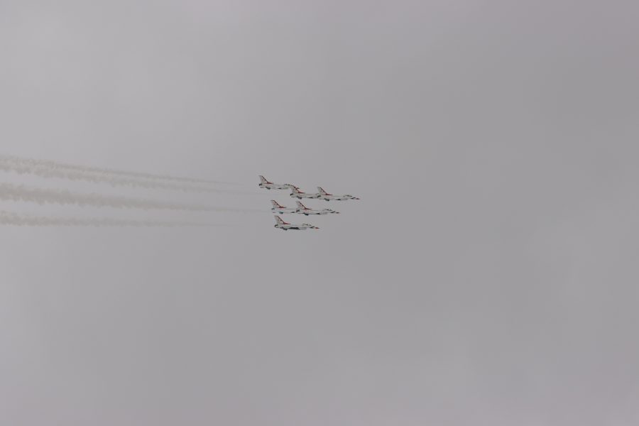 The Thunderbirds fly in formation, over Larimer County on April, 18 as a show of appreciation to COVID-19 first responders. (Devin Cornelius | Collegian)