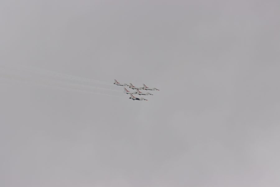 The Thunderbirds fly in formation, over Larimer County on April, 18 as a show of appreciation to COVID-19 first responders. (Devin Cornelius | Collegian)