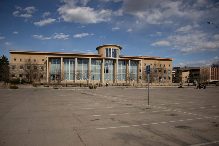 The empty parking lot in front of Morgan Library. The library is encouraging students to document their experiences during the COVID-19 outbreak for the University Archives. (Devin Cornelius | Collegian)