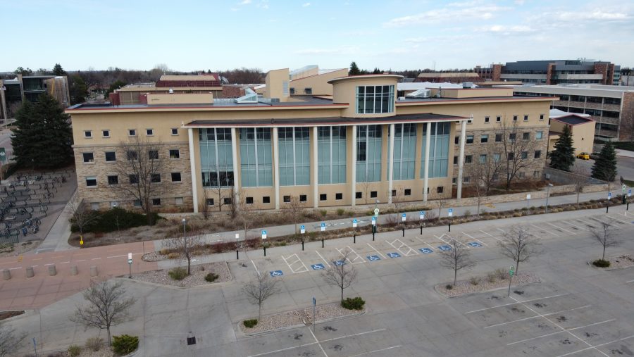 An aerial view of Morgan Library. The library is encouraging students to document their experiences during the COVID-19 outbreak for the University Archives. (Devin Cornelius | Collegian)