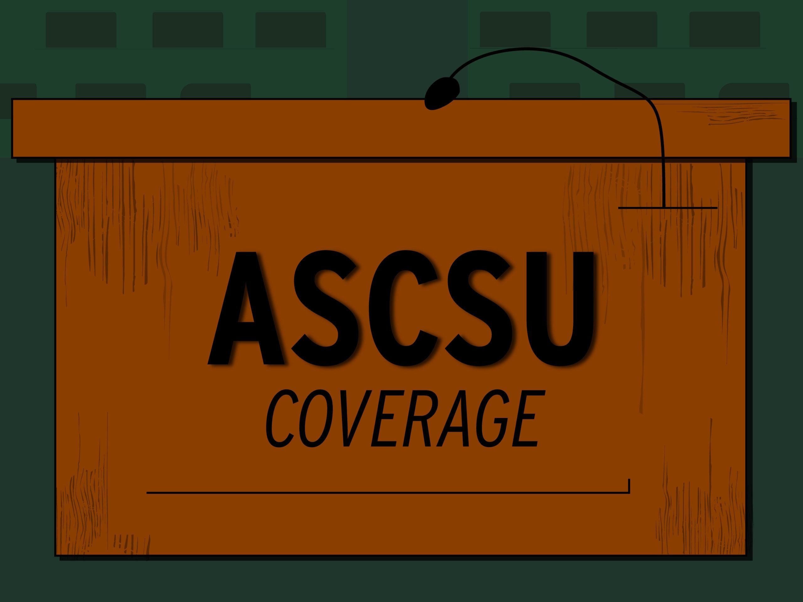 graphic of podium with words "ACSCU coverage" written on it