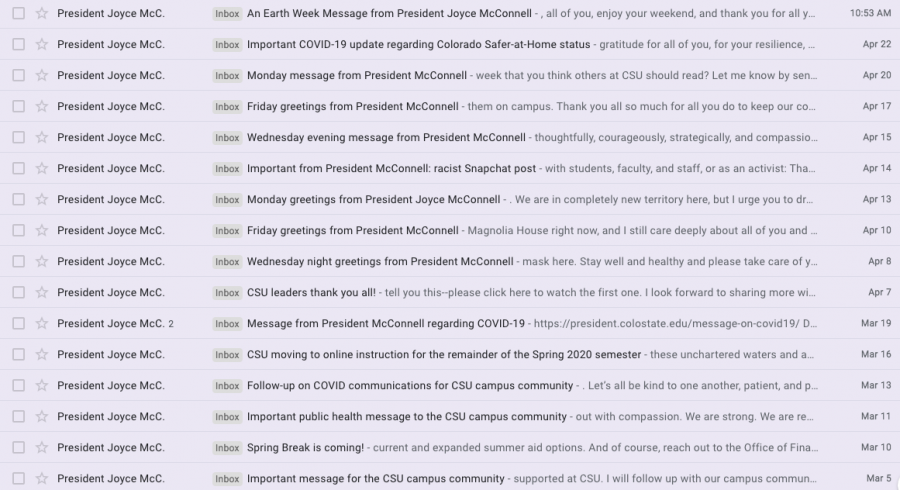 Screenshot of Joyce McConnells Emails
