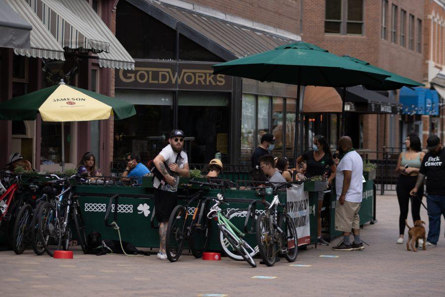 People dine-in at Lucky Joe's Sidewalk Saloon, after a variance was approved allowing all restaurants in Larimer County to reopen dining in at limited capacity (Devin Cornelius | Collegian)