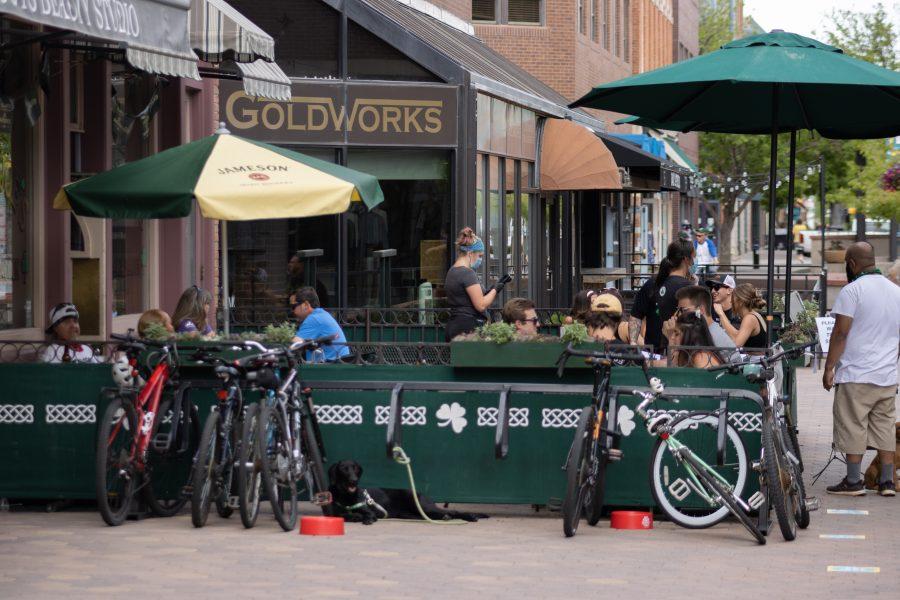 People dine-in at Lucky Joe's Sidewalk Saloon, after a variance was approved allowing all restaurants in Larimer County to reopen dining in at limited capacity (Devin Cornelius | Collegian)
