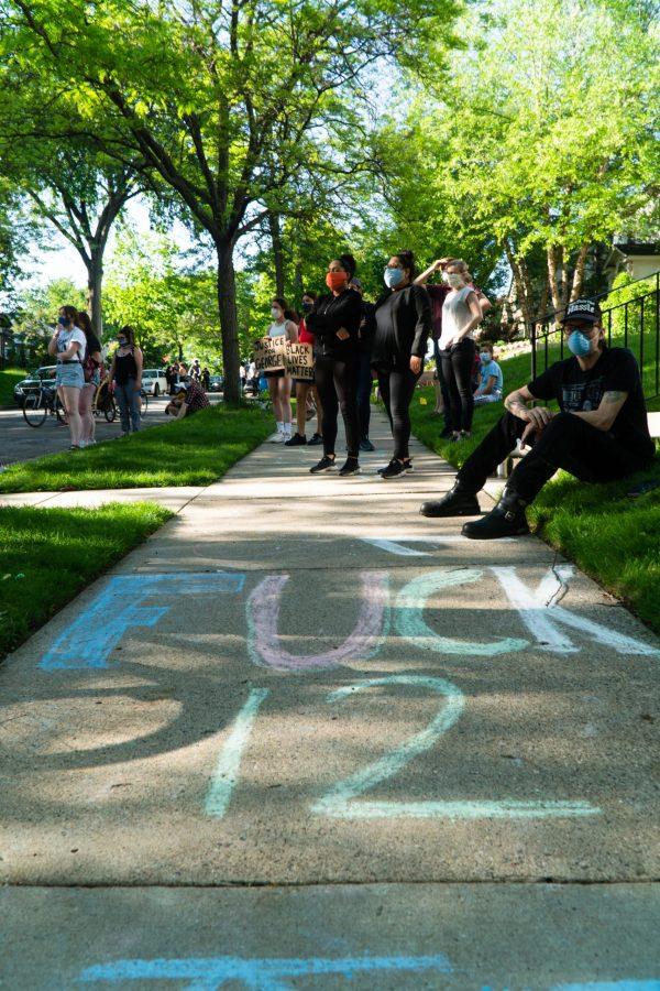 Chalk outside of Hennepin County Attorney Mike Freemans house in response to the killing of George Floyd, May 28, 2020. (Photo courtesy of Ben Leonard)