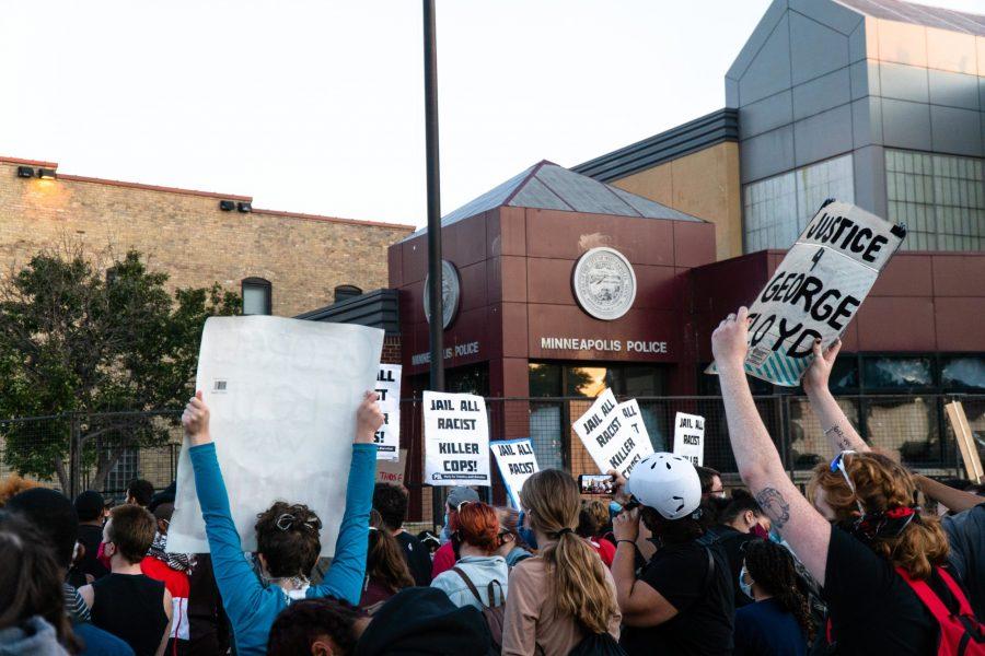 Protestors outside of the Minneapolis Police Departments 3rd precinct before it was burned down later that night. The protests were in response to the murder of George Floyd, May 28, 2020. Thursday, May 28, 2020. (Photo courtesy of Ben Leonard)