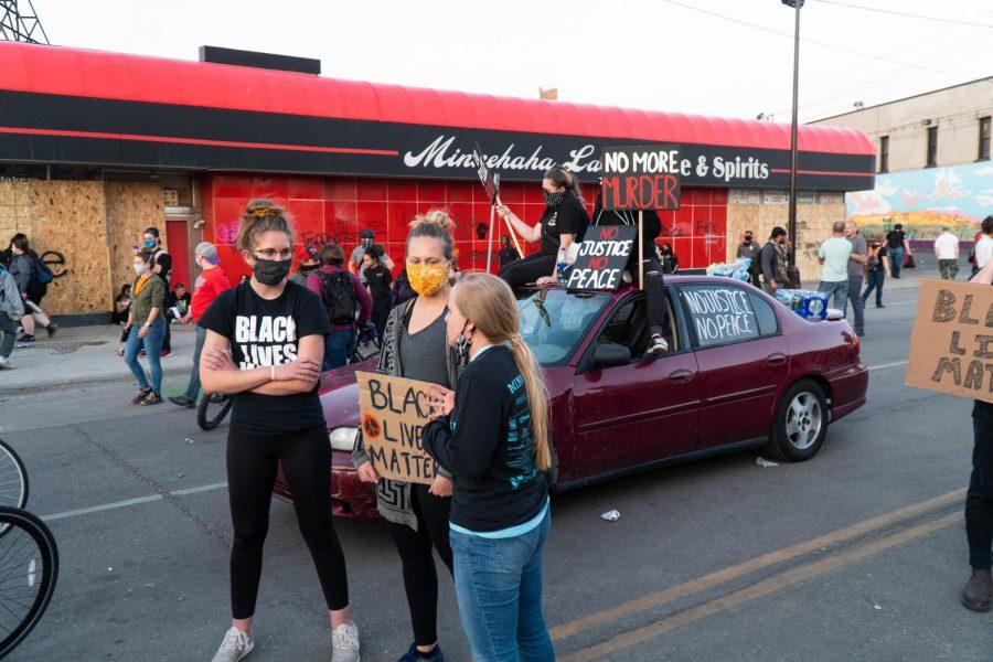 Protesters outside of the Minneapolis Police Departments 3rd Precinct before it was burned down later that night. The protests were in response to the murder of George Floyd. Thursday, May 28, 2020. (Photo courtesy of Ben Leonard)
