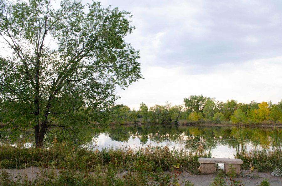 Seating along the banks of Riverbend Ponds. (Reed Slater | The Collegian)