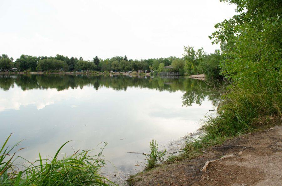 One of dozens of fishing spots at Sheldon Lake. (Reed Slater | The Collegian)