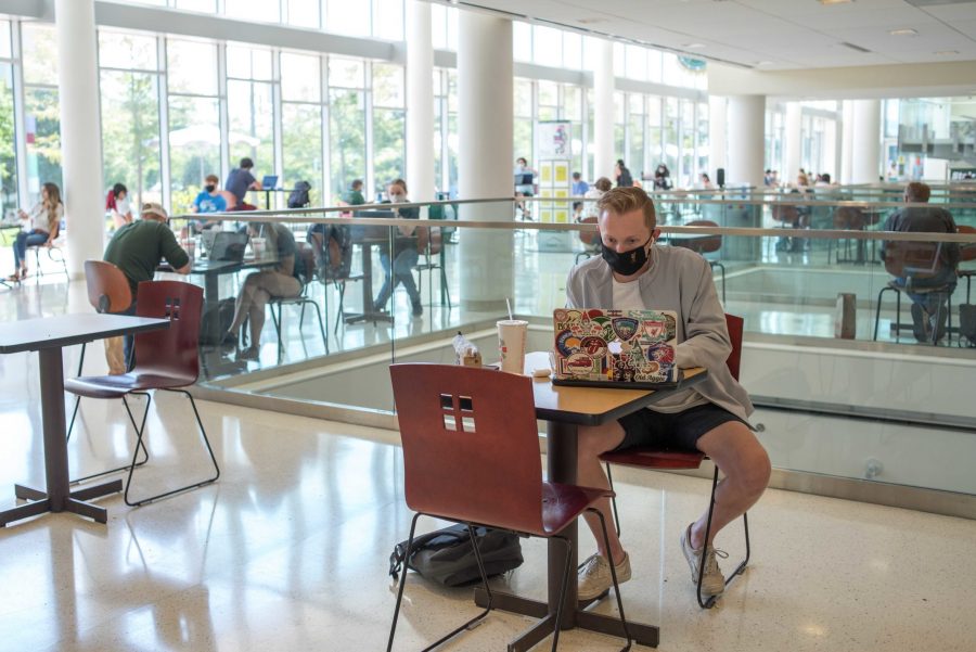 Students work and attend online classes from the Lory Student Center at CSU. (Pratyoosh Kashyap | The Collegian)