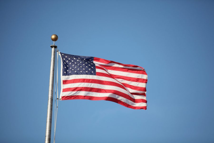 As states across the country count votes, an American flag flies over the Plaza on Nov. 4.  (Ryan Schmidt | The Collegian)