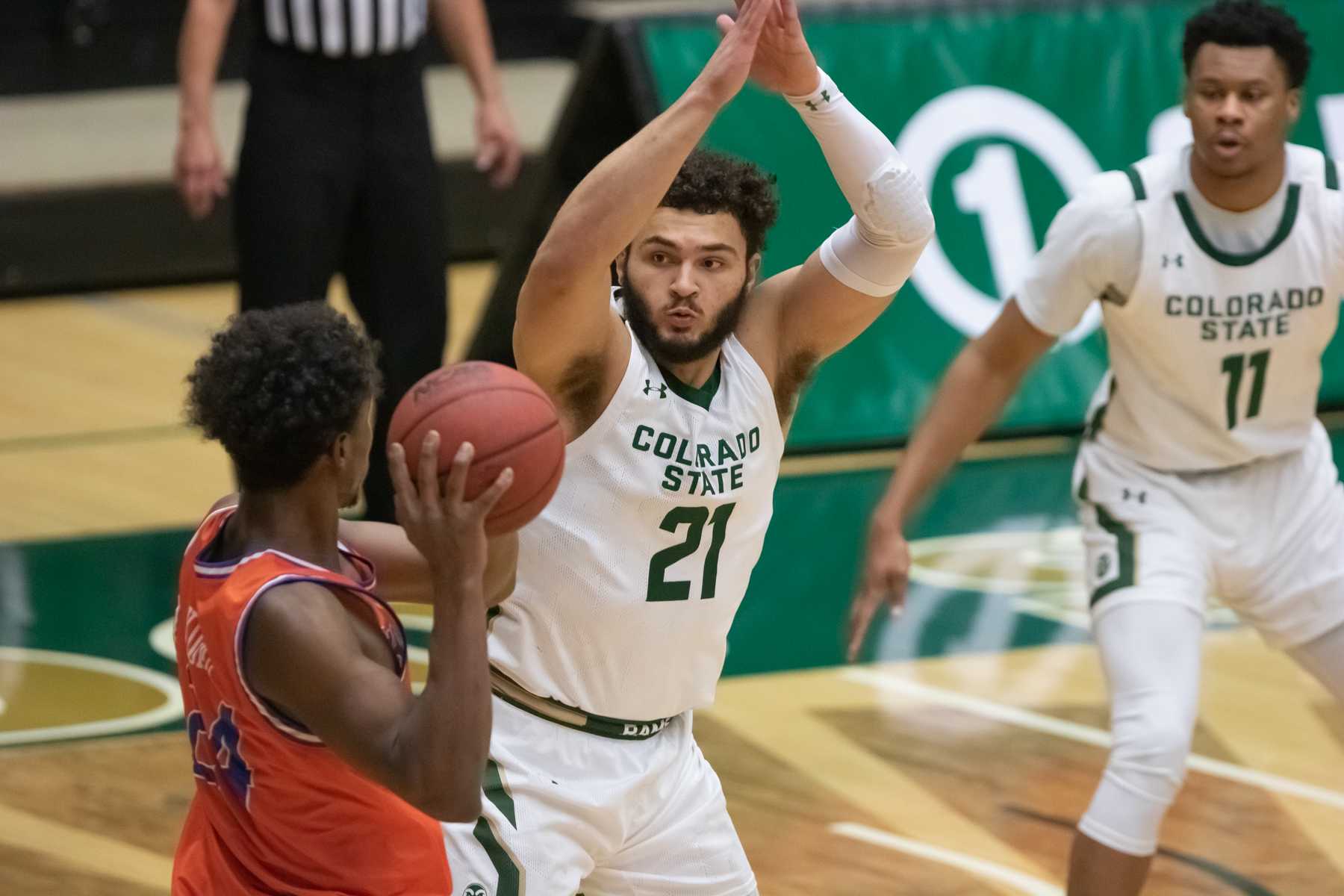 David Roddy guards a defender