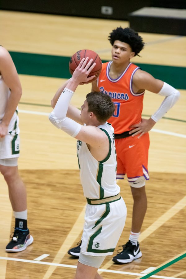 Adam Thistlewood (31) takes his free throw shots during the University’s basketball game vs Boise State University Jan. 29. CSU loses 85-77.