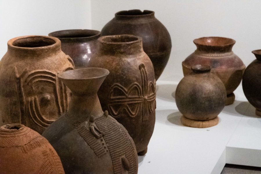 Pottery at the Gregory Allicar Museum of Art in the Shattering Perspectives exhibit. (Max Hogan | Collegian)