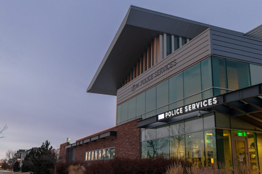 The main entrance to the Fort Collins Police Services building is seen on a cloudy morning shortly after sunrise. Fort Collins Police have recently created a new mental health response team. (Michael Marquardt | The Collegian)