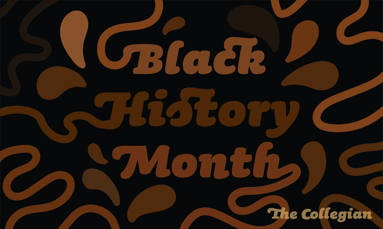 Graphic with text that reads "Black History Month" with some neutral toned colored lines exploding off of the text