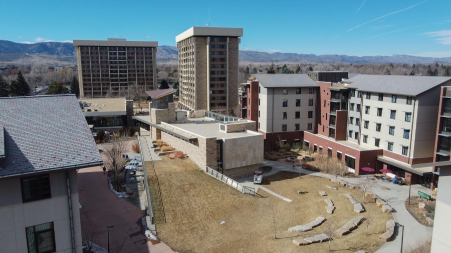 The Laurel Village dorms sit with Durward Hall and Westfall Hall in the background Feb. 2, 2021. 