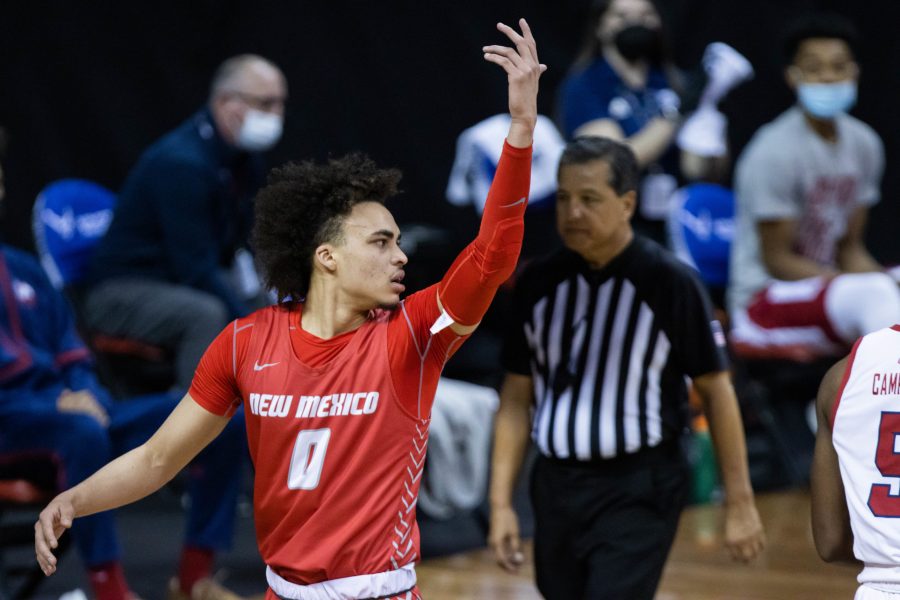 Isaiah Marin (0) expects a foul but doesn't get the call, during the Air Force Reserve Mountain West men's basketball tournament in Las Vegas.  (Devin Cornelius | Cornelius)