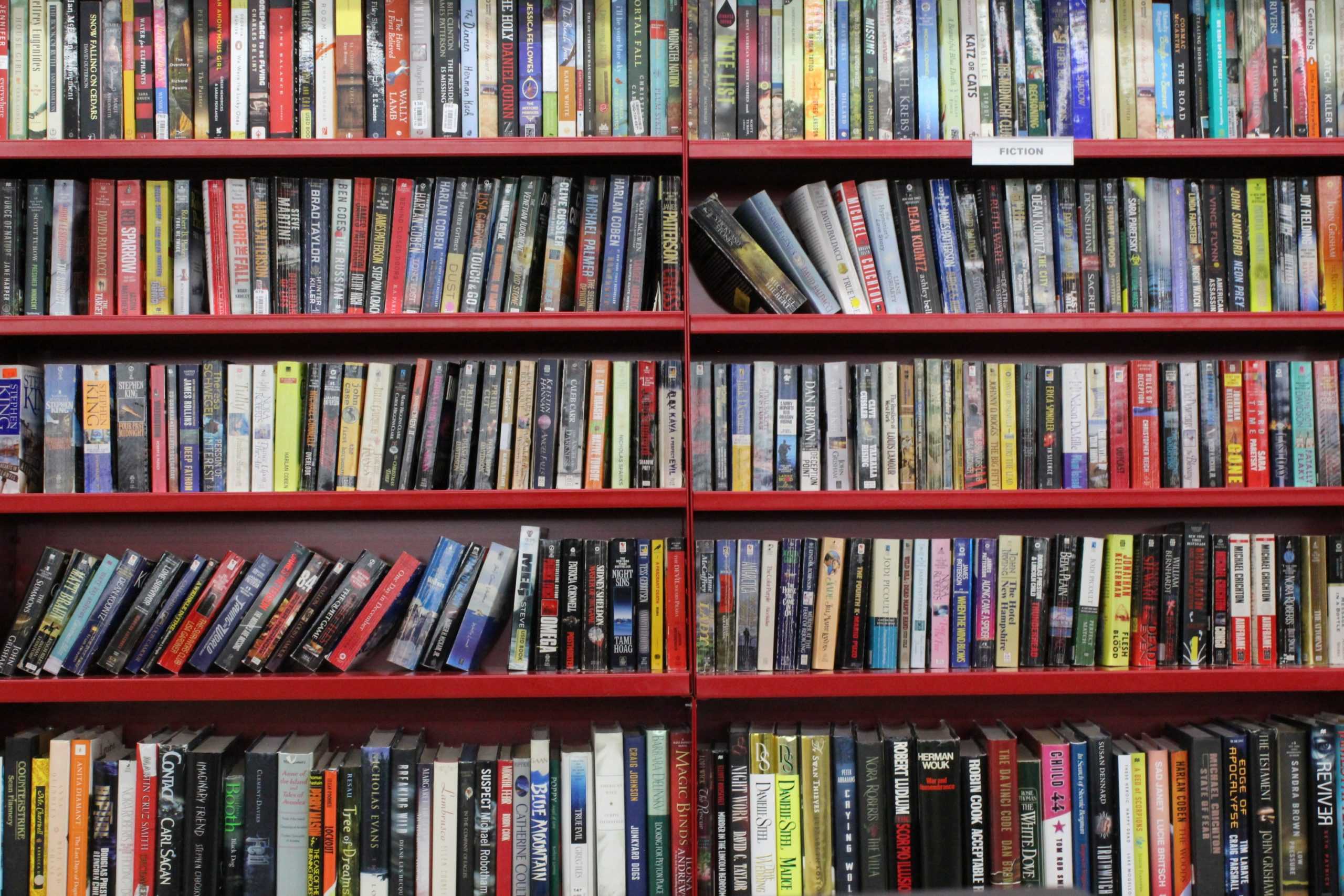 shelves of book inside arc thrift store