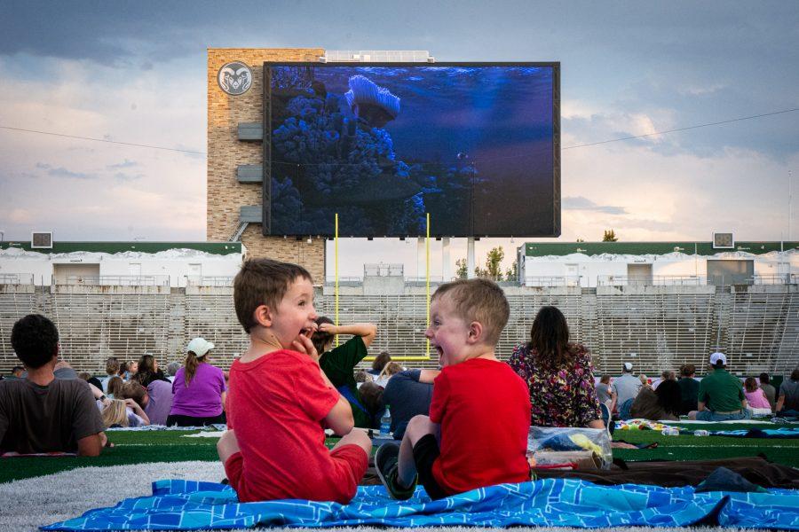 Community members around Fort Collins, Colorado tune into Finding Nemo for a movie night event at Canvas Stadium July 9.