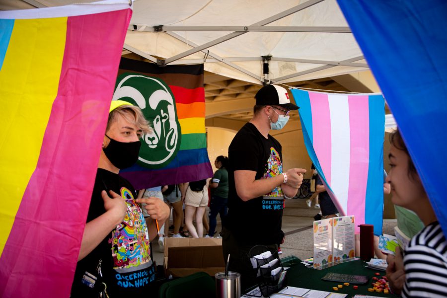 Ram Welcome 2021: The Pride Resource Center tables at the Ram Welcome Street Fair. Back to school protocols in 2021 included mask mandates for all indoor activities and suggested masking for outdoor activities as well.