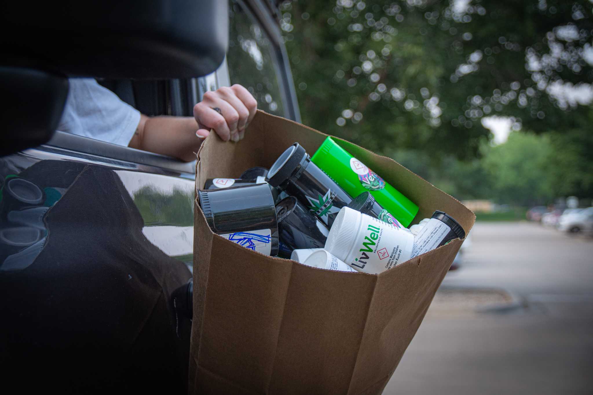 A bag of marijuana containers