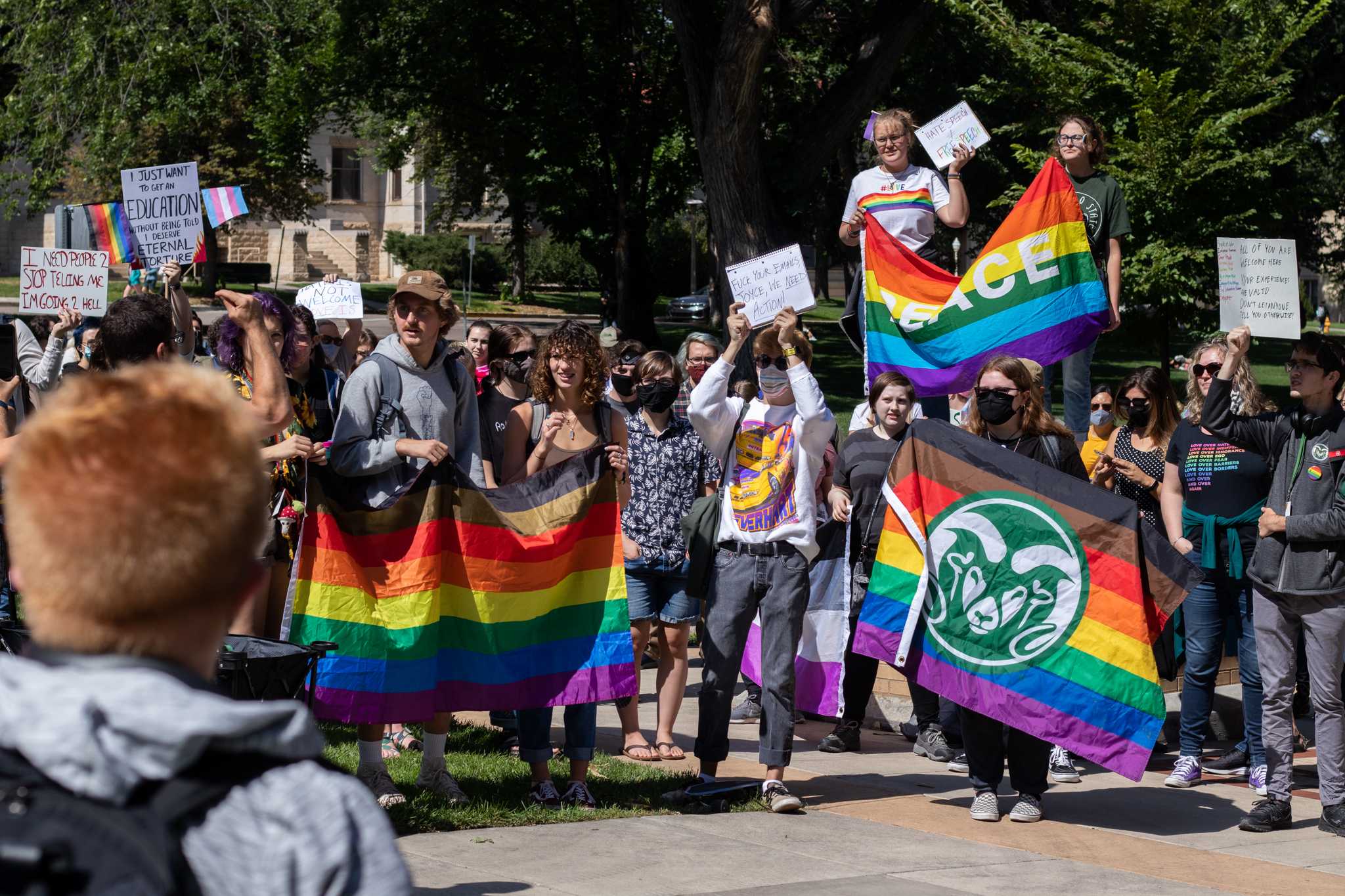 Students protest in front of Administration Building