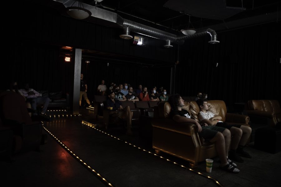 An audience watches a short film that is part of the Horsetooth Int'l Film Festival. Also known as HIFF the film festival took place at the Lyric in Fort Collins Colorado form September 8th to September 12th 2021. 