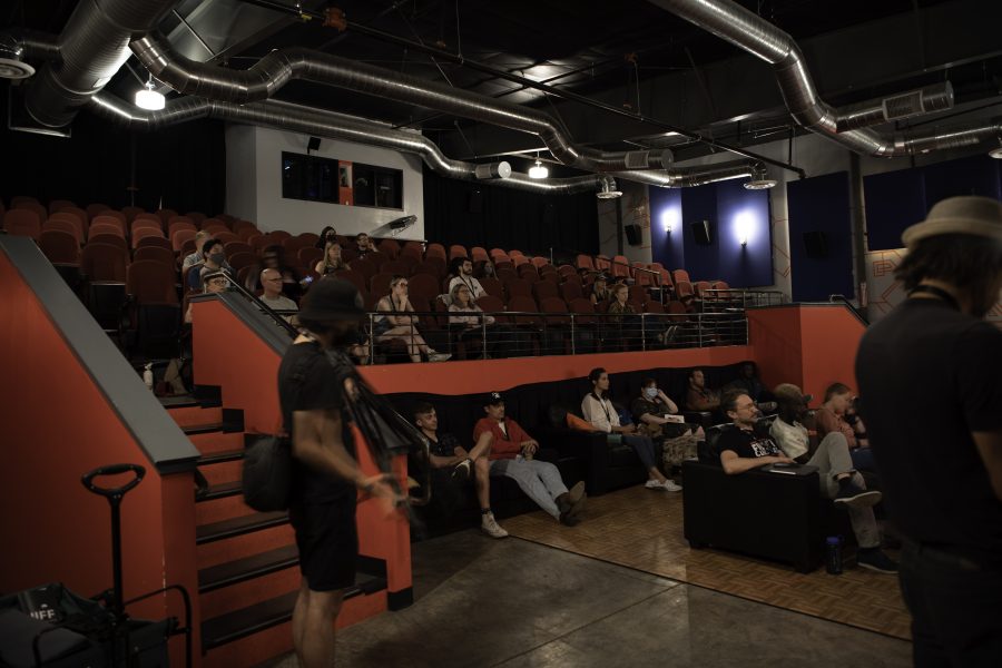 Audience members participating in a question and answer at the HIFF film festival at the Lyric in Fort Collins Colorado. This Q&A was part of the Horsetooth Int'l Film Festival taking put on by HIFF and taking place at the Lyric. 