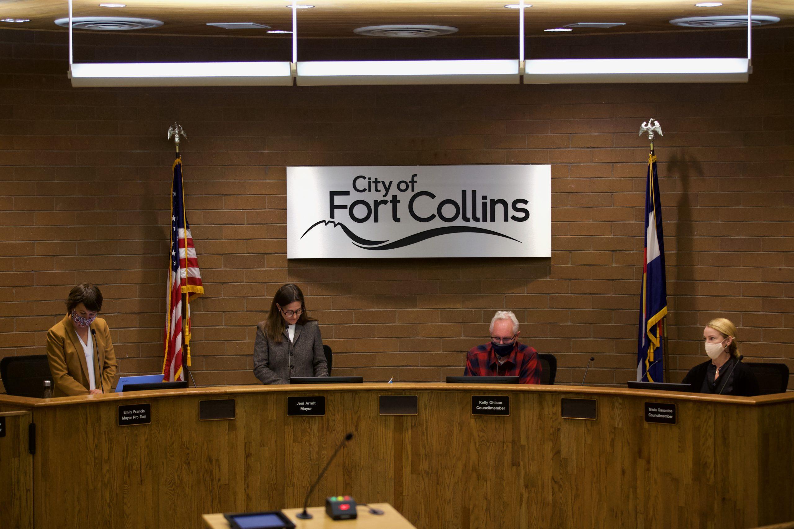Fort Collins City Council in session Sept. 21. The City Council heard from community members and moved forward with a variety of ordinances impacting Poudre School District, local marijuana codes, infrastructure, and other aspects of the city. (Ryan Schmidt | The Collegian)