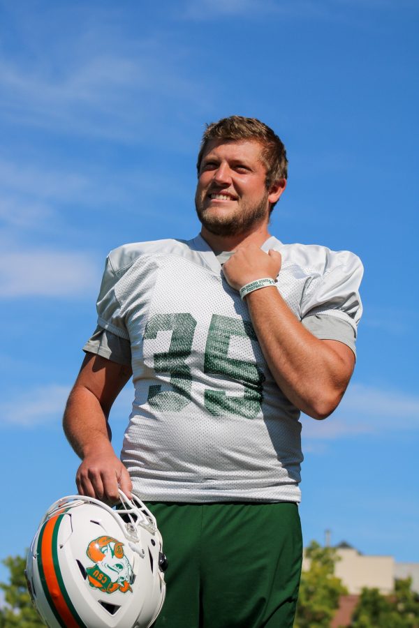 Joe Deline (35) poses for a picture after practice for the homecoming issue Sept. 29. Deline is somewhat of a legacy student at CSU (Avery Coates | The Collegian)