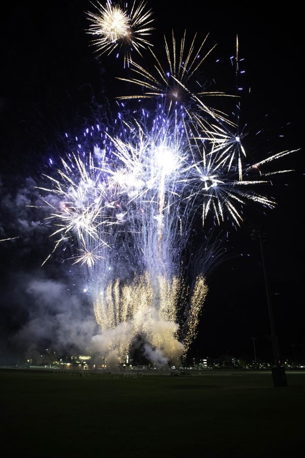 Fireworks ignite near the Colorado State University Intramural Fields celebrating Homecoming Weekend Oct. 8. (Garrett Mogel | The Collegian)