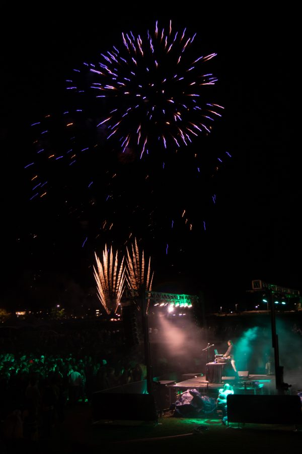 Colorado State University celebrates Homecoming with a DJ, bonfire and fireworks on the West lawn behind Lory Student Center Oct 08. (The Collegian | Grayson Reed)