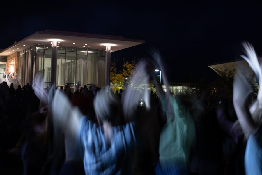 Colorado State University students dance on the West lawn behind Lory Student Center to celebrate Homecoming Oct 08. (The Collegian | Grayson Reed)