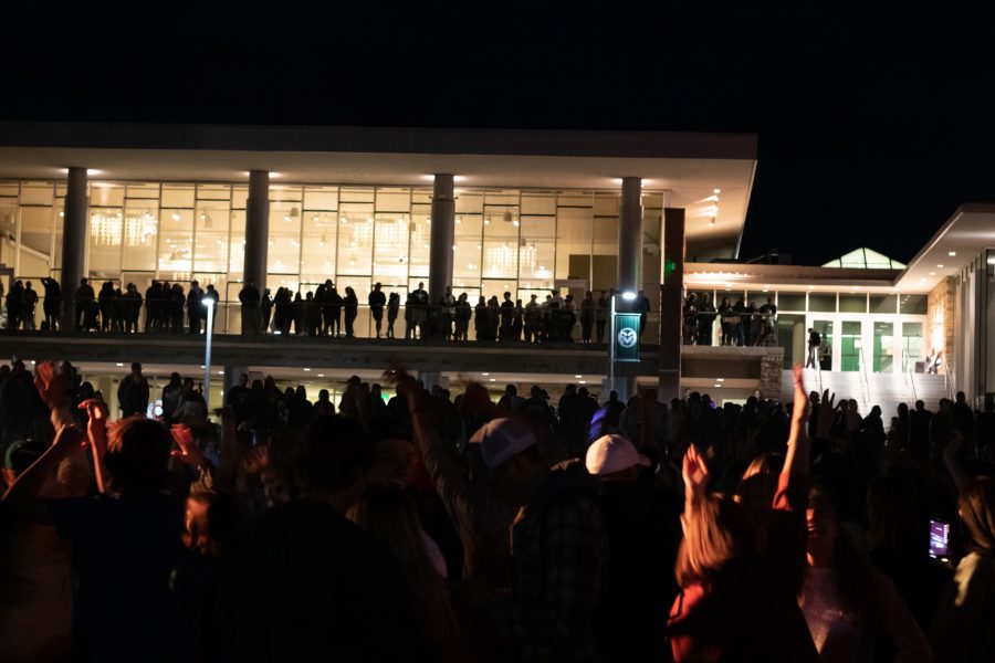 Colorado State University students dance on the West lawn behind Lory Student Center to celebrate Homecoming Oct 08. (The Collegian | Grayson Reed)