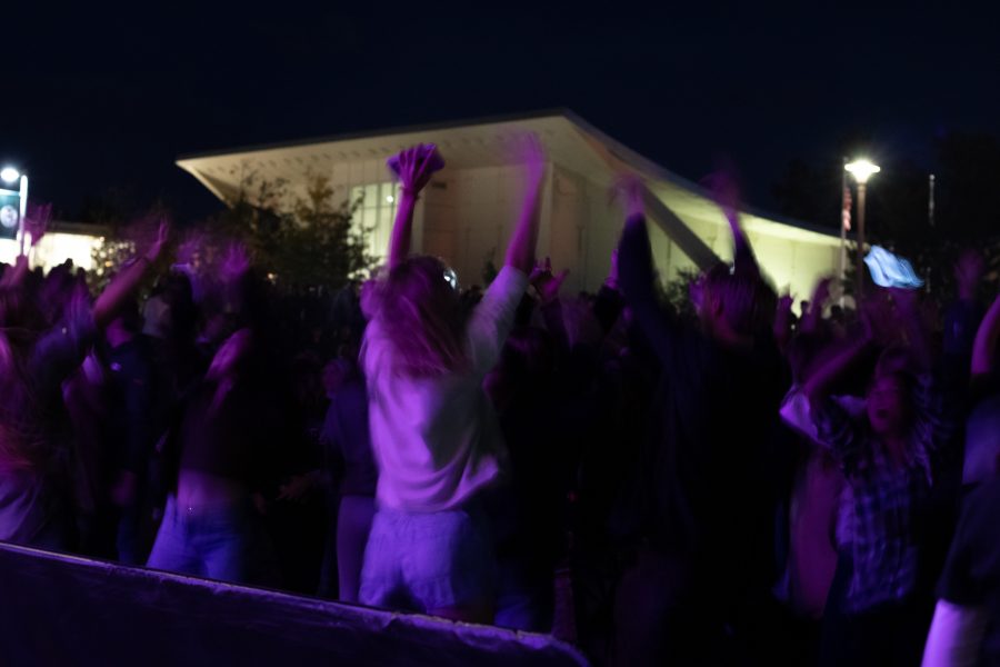Colorado State University students dance on the West lawn behind Lory Student Center to celebrate Homecoming Oct 08. (The Collegian | Grayson Reed)