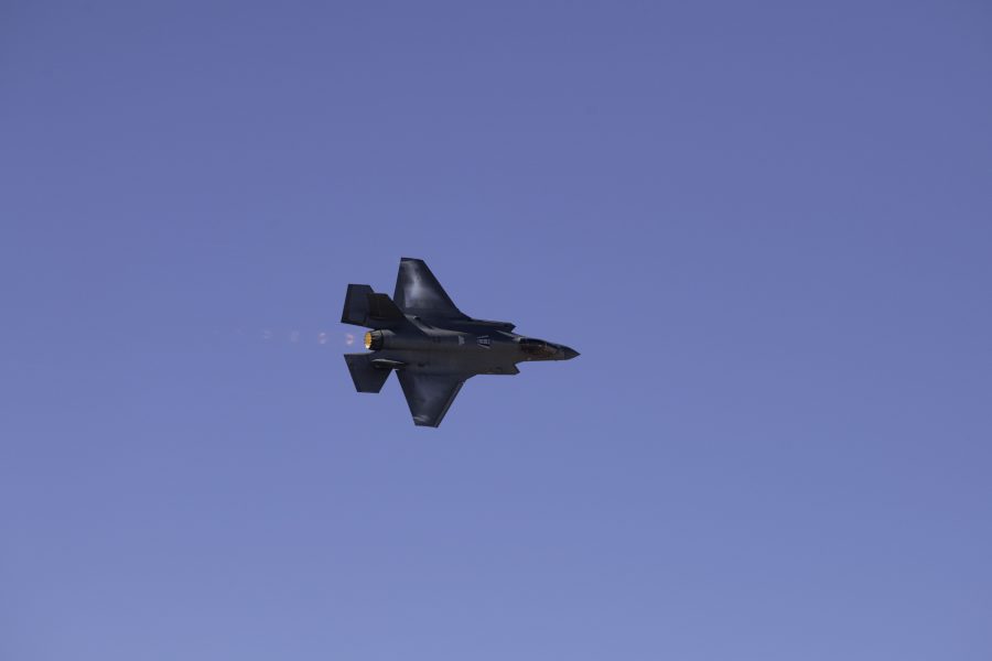 A United States Air Force F-35 performs a high-speed pass for spectators of the Great Colorado Air Show held at the Northern Colorado Regional Airport in Loveland Colorado Oct. 17. (Garrett Mogel | The Collegian)