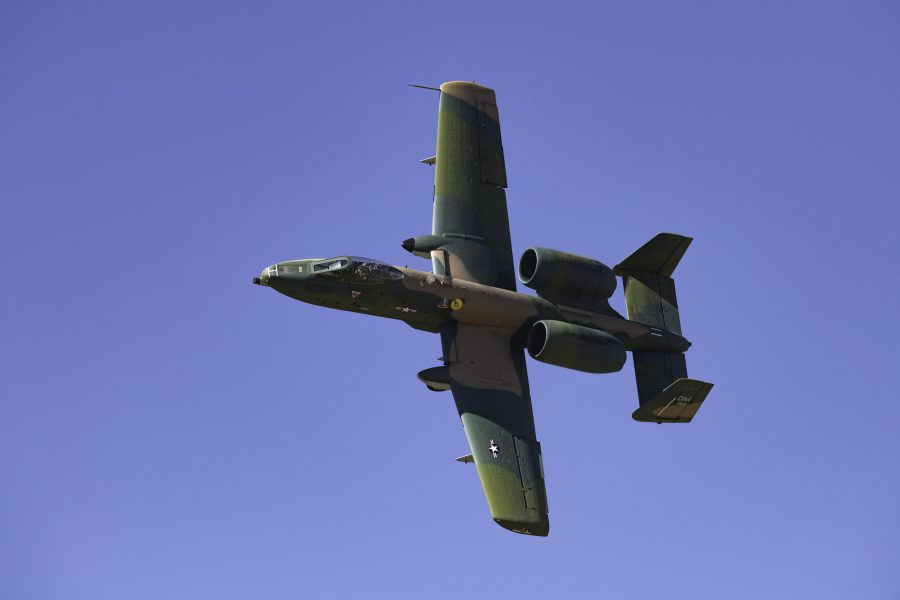 An A-10 does a flyby for the Great Colorado Air Show held at the Northern Colorado Regional Airport in Loveland Colorado Oct. 17. The A-10 has been in operation since 1977 and is built around a General Dynamics Gau-8/A Avenger 30mm cannon positioned in the nose of the aircraft. The airshow featured several performances including the local Rocky Mountain Renegades and the United States Navy Blue Angels. (Garrett Mogel | The Collegian)
