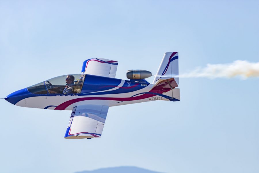 Tom Larkin flies his JSX003 mini jet past spectators